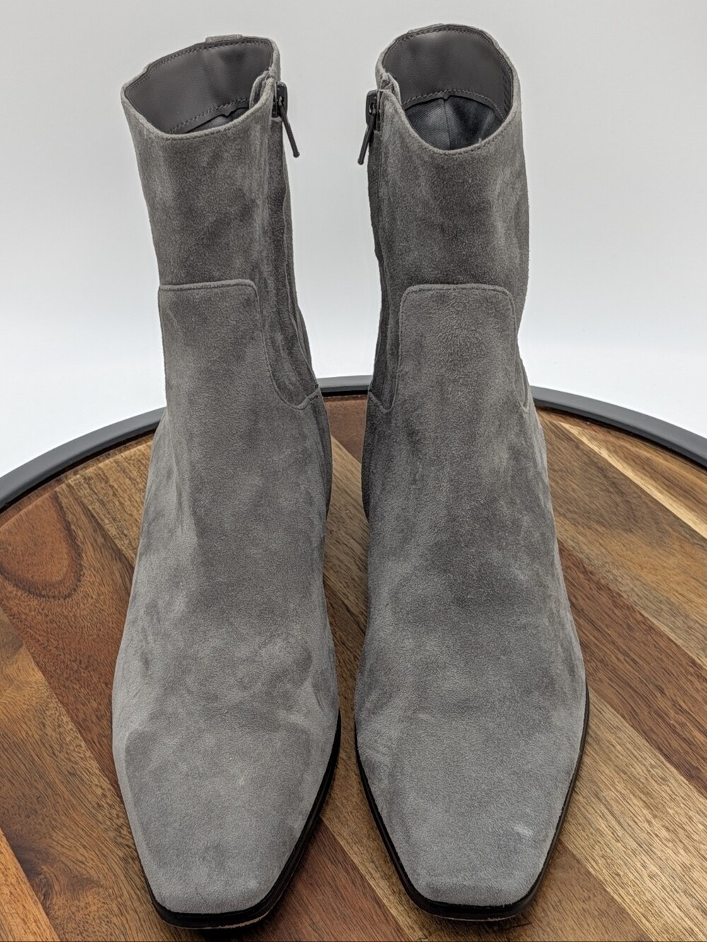 Steve Madden Dusty Gray Suede Ankle Boots Square Toe Size 8.5
